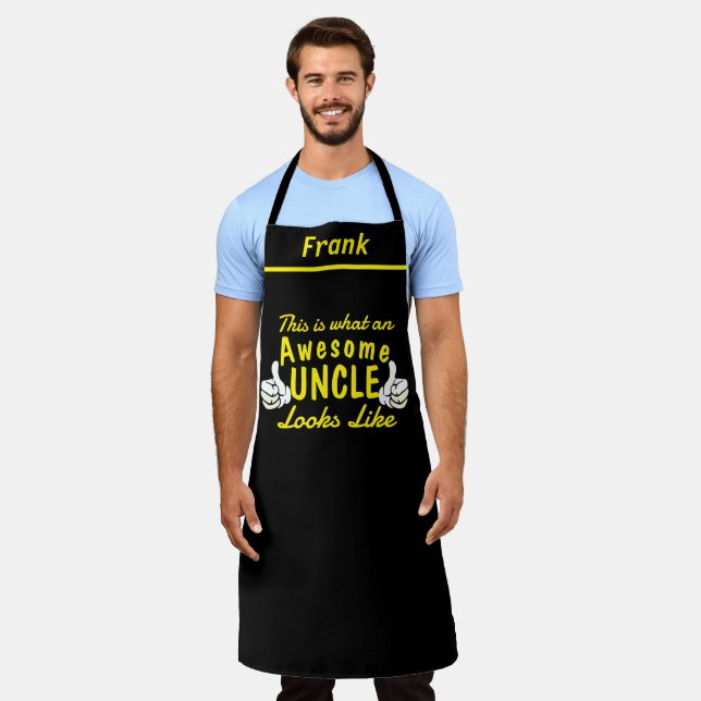 Custom Name Awesome Uncle Aprons, Personalised Apron (Worn)