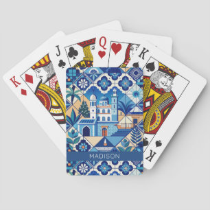 Custom Name Azulejo Tiles Pattern Playing Cards