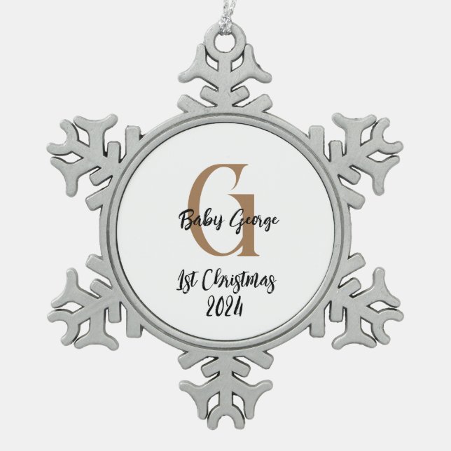 custom name baby 1st Christmas Snowflake Ornament  (Front)