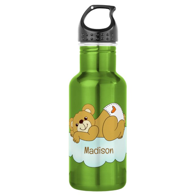 Custom Name Baby Bear Teddy 532 Ml Water Bottle (Front)