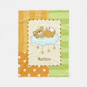 Custom Name Baby Bear Teddy Fleece Blanket