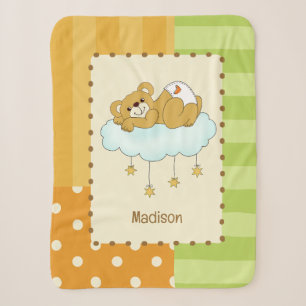 Custom Name Baby Bear Teddy Sherpa Blanket
