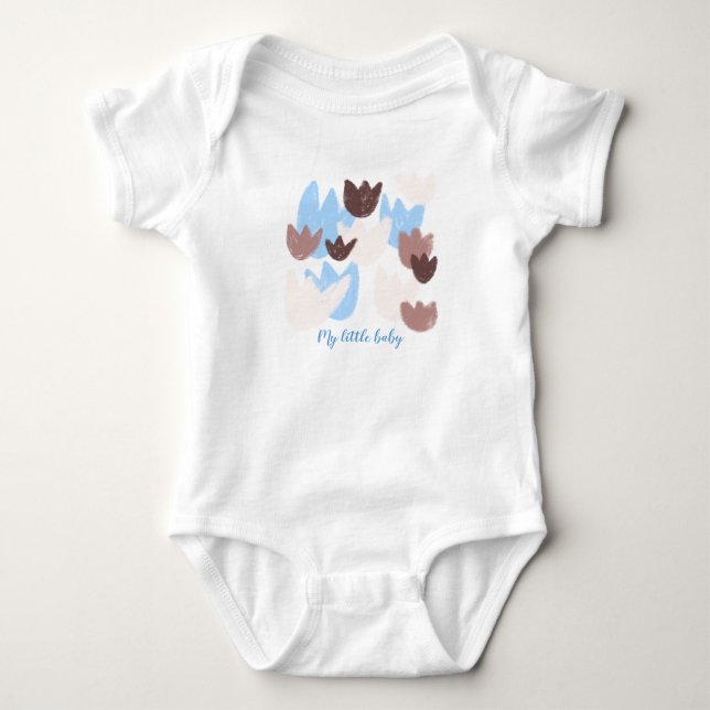 Custom name baby boy spring floral  bodysuit (Front)