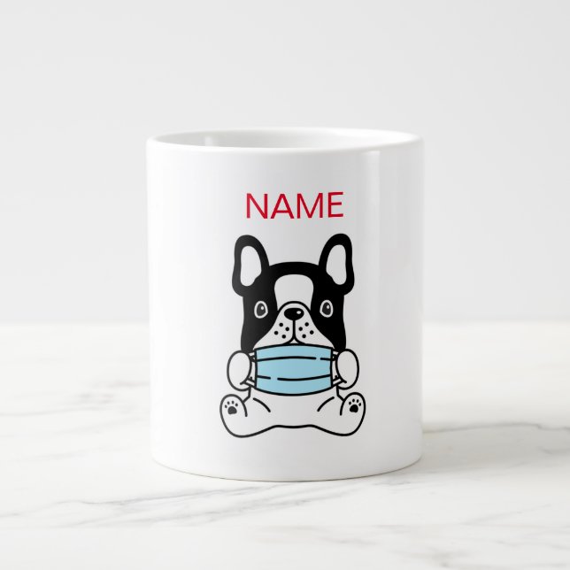 CUSTOM NAME BABY BULLDOG WITH MASK SPECIALITY MUG (Front)