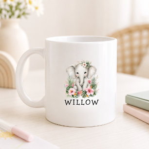 Custom Name Baby Elephant Safari Jungle Coffee Mug