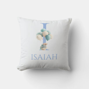 Custom Name Baby floating with balloons Cushion