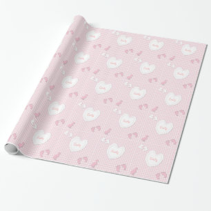 Custom Name Baby Girl Heart Gingham Paper