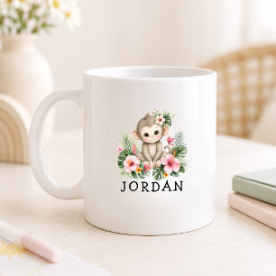 Custom Name Baby Monkey Safari Jungle Coffee Mug