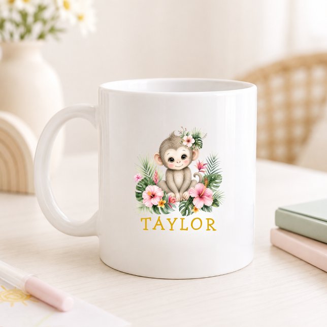 Custom Name Baby Monkey Safari Jungle Coffee Mug (Custom Name Baby Monkey Safari Jungle Coffee Mug)
