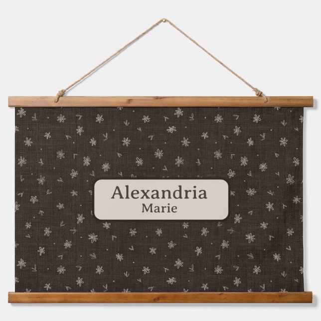 Custom Name Baby Moody Country Brown Nursery Decor Hanging Tapestry (Front)