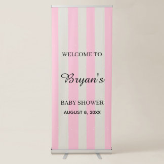 Custom Name Baby Shower Stripe Fabric Tapestry Retractable Banner