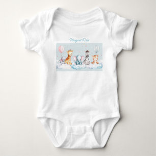 Custom Name Baby Zebra with all his friends Bodysuit