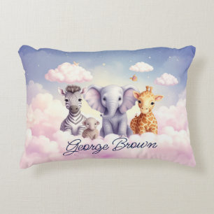 Custom Name Baby Zebra with all his friends Decorative Cushion