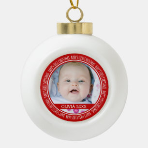 Custom Name Baby's 1st Christmas Ornament Red