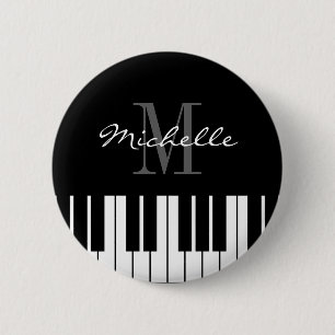 Custom name badge button with piano keys