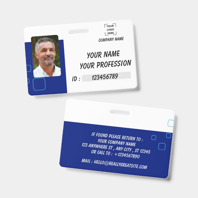 Custom Name Badge Employee ID Button (Front & Back)