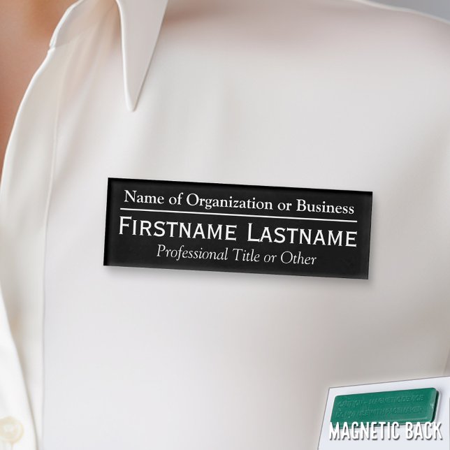 Custom Name Badge - Organisation or Church - Black (Custom Name Tag - Personalize )