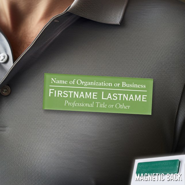 Custom Name Badge - Organisation or Church - Green (Custom Name Tag - Personalize )