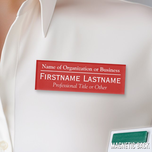 Custom Name Badge - Organisation or Church - Red (Custom Name Tag - Personalize )