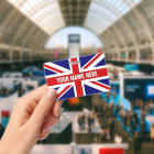 Custom name badge with British Union Jack flag