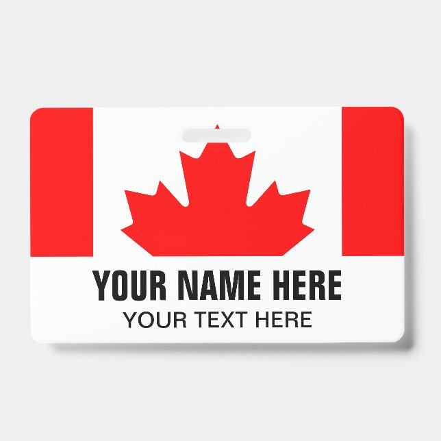 Custom name badge with Canadian flag ID Badge (Front)
