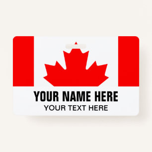 Custom name badge with Canadian flag ID Badge