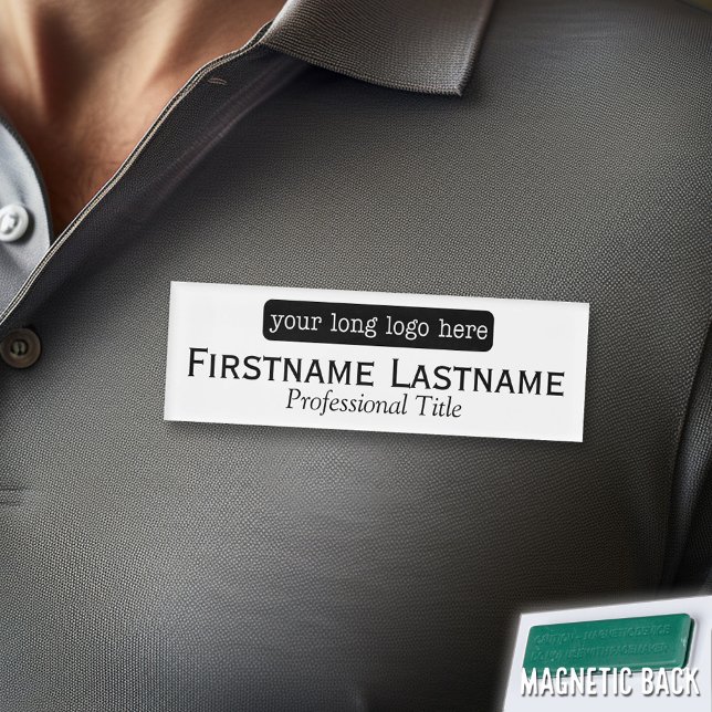 Custom Name Badge with Horizontal Logo (Custom Name Tag - Personalize )