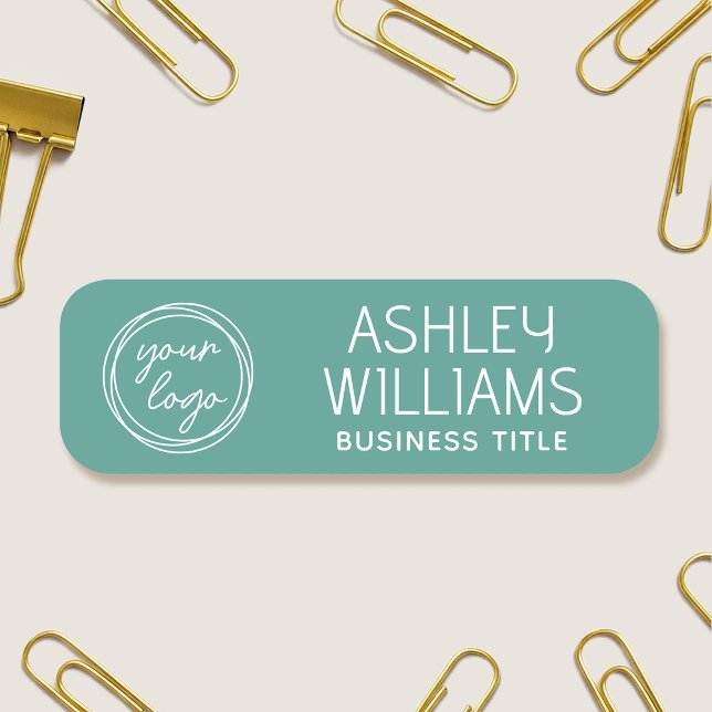 Custom Name Badge with Logo for Staff Modern Green (Creator Uploaded)