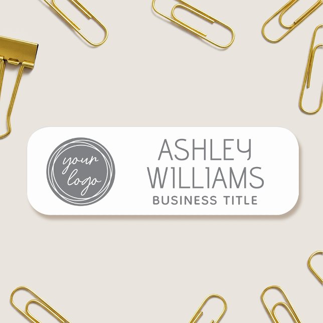 Custom Name Badge with Logo for Staff Modern White (Creator Uploaded)