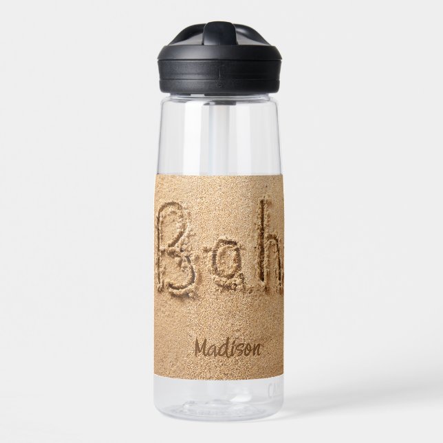 Custom Name Bahamas Beach Water Bottle (Front)