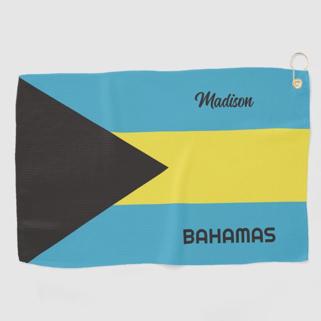 Custom Name Bahamas Flag Golf Towel (Horizontal)