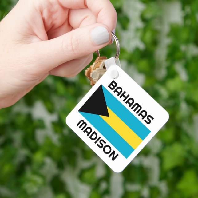 Custom Name Bahamas Flag Key Ring (Hand)
