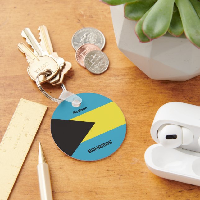 Custom Name Bahamas Flag Key Ring (Desk)
