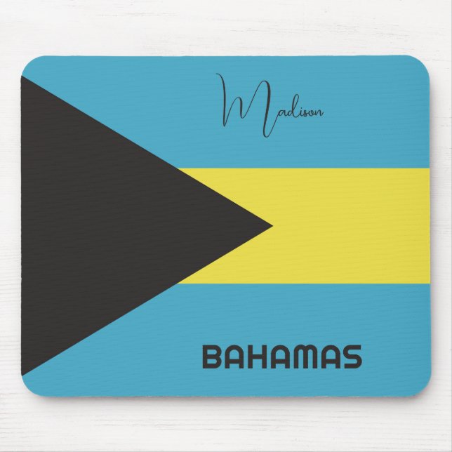 Custom Name Bahamas Flag Mouse Mat (Front)