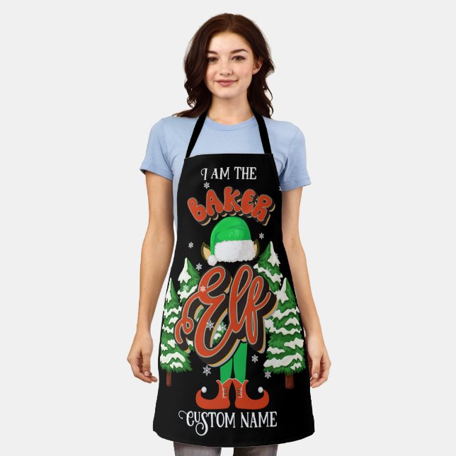 Custom name Baker elf personalised Apron (Worn)