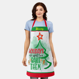 Custom Name Baker's Christmas Holidays Baker's Apron
