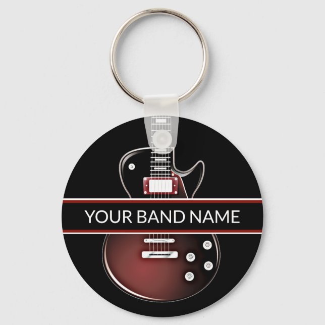 Custom Name Band Guitar Rock & Roll Musician Music Key Ring (Front)
