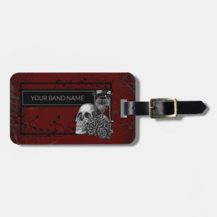 Custom Name Band Merch Cool Rock Skull Rose Gothic Luggage Tag