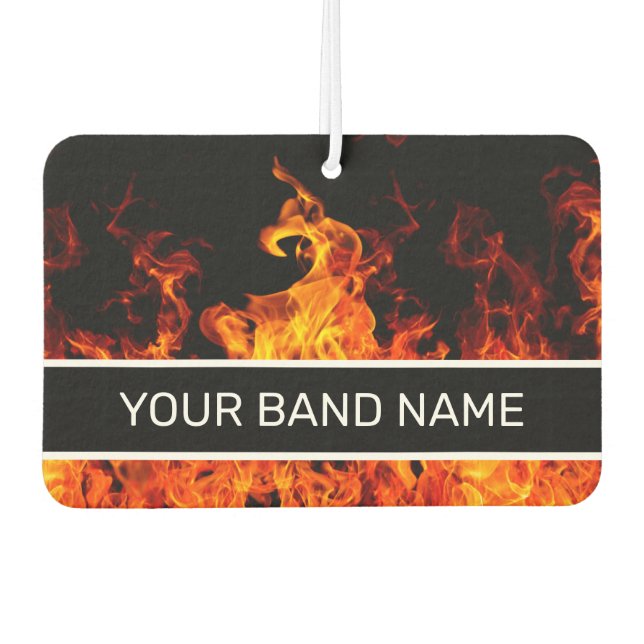 Custom Name Band Merch Flames Rock & Roll Music Car Air Freshener (Front)