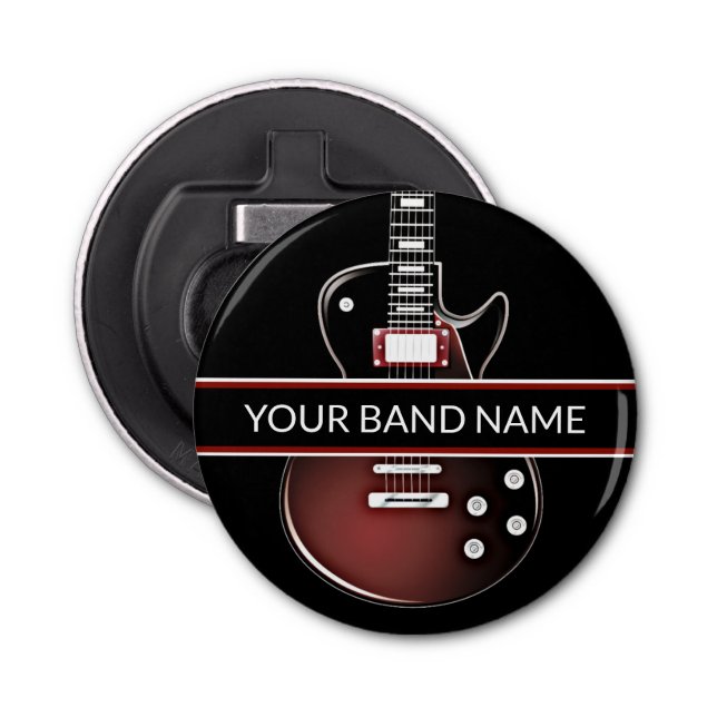 Custom Name Band Merch Guitar Rock and Roll Music Bottle Opener (Front)