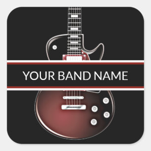 Custom Name Band Merch Guitar Rock & Roll Music Square Sticker