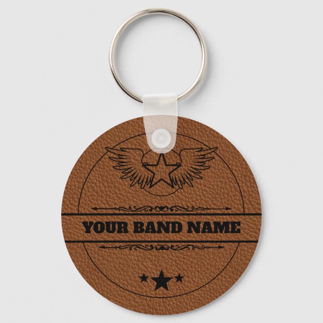 Custom Name Band Merch Rock Country Western Music Key Ring (Front)