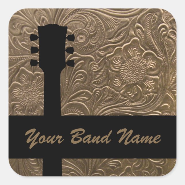 Custom Name Band Merch Rock Guitar Country Music Square Sticker (Front)