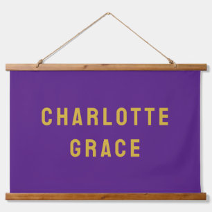 Custom Name Banner Personalized Nursery Purple Hanging Tapestry