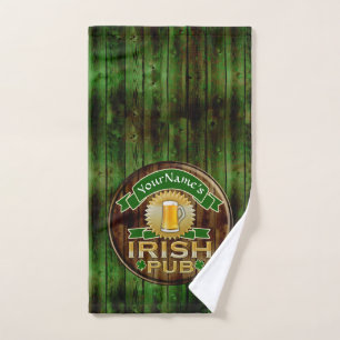 Custom Name Bar Irish Pub Sign St Patricks Day Hand Towel