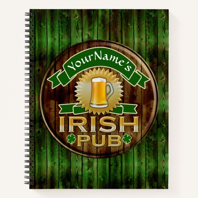 Custom Name Bar Irish Pub Sign St Patricks Day Notebook (Front)