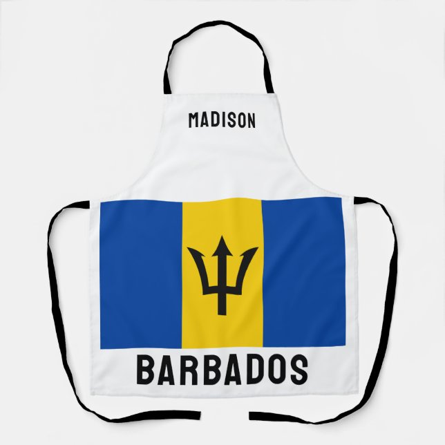 Custom Name Barbados Flag Apron (Front)
