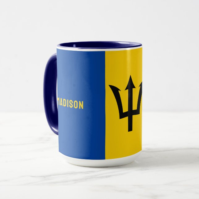 Custom Name Barbados Flag Mug (Front Left)