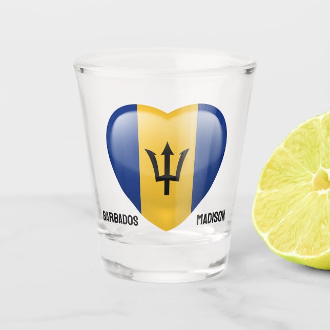 Custom Name Barbados Love Shot Glass (Front)