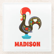 Custom Name Barcelos Portuguese Rooster Black